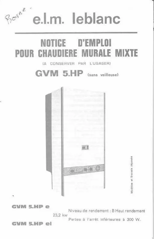Notice ELM LEBLANC GVM 5.HP chaudière Trouver une solution à un — free download